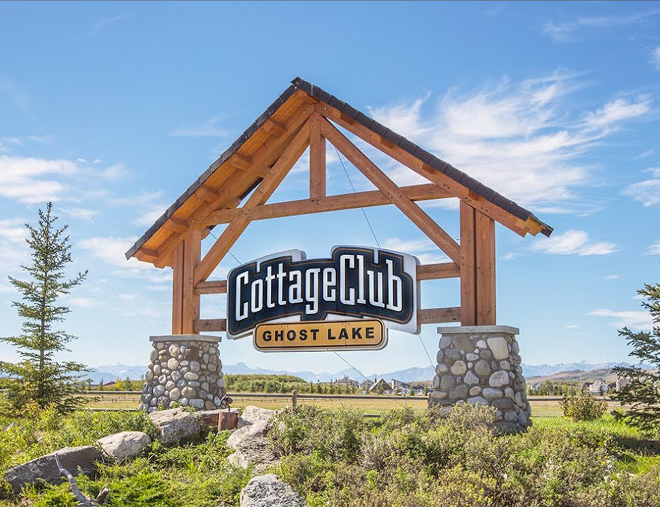 CottageClub Ghost Lake entrance sign in Rocky View County, Alberta